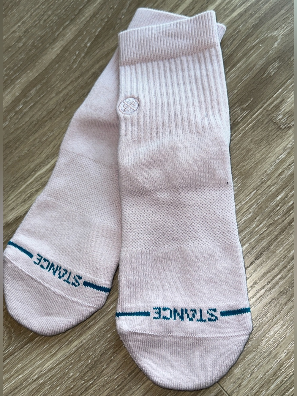 Stance Pink Crew Socks with Teal Accent